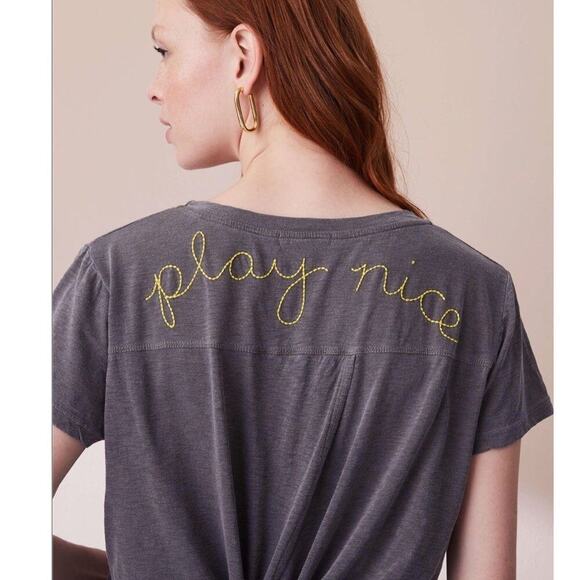Sundry Play Nice Tie Back Tee in Black - Picture 4 of 7